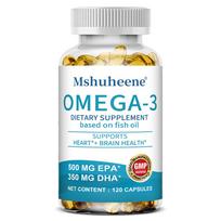 Omega-3 Maisto papildas, Su žuvų taukais, 500 mg EPA ir 350 mg DHA, 120 kapsulių 120 Capsules white