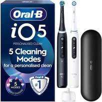 „Oral B iO5“ elektrinis dantų šepetėlis – juodas ir baltas – 2 vnt. pakuotėje