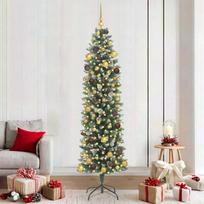 Dirbtinis lieknas Kalėdų medis su 300 LED Žalia ir balta 210 cm