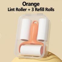 Portable Pet Hair Remover Roller Reusable Lint Roller Mini Travel Size for Clothes Furniture Car Seat Cat Dog Hair Cleaning oranžinė