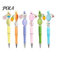 Cute Easter Stationery 6 Sets Beadable Pen Kit, DIY Crafting Ballpoint Set Customizable Bead Pens with Beads Charms for Office School, Gifts Students,