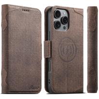 Magnetic Buckle Wireless Charging Denim Flip Leather Phone Case for iPhone 16 Pro Max 15 Plus 14 13 12 Card Holder Wallet Cover iPhone 15 ruda