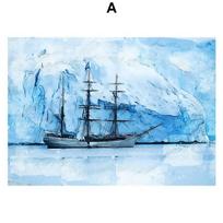 Ledkalnis Burlaivis Vikingas Norvegija Šiaurietiškas Sienų Menas Plakatai ir Spaudiniai Drobė Aliejinio Paveikslo Stiliaus Paveikslai Svetainės Dekorui 21*30cm