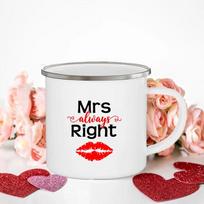 Mrs/mr Right Print Couple Mugs Creative Coffee Cup Drink Dessert Breakfast Milk Cups Enamel Mugs Handle Drinkware Valentine Gift 360ML red