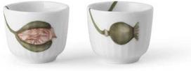 Kähler - Hammershøi Poppy Egg Cup - Baltas w. Deko - Ø5 cm - 2 vnt.