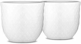 Lyngby Porcelæn - Rombo balto kiaušinio puodelis - Ø5 cm - 2 rinkinys