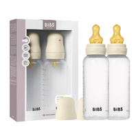 Yoomi Bibs SEILINTUKAI - Kūdikių buteliukai su apvaliais latekso buteliukais, 2 vnt., vidutinio srauto - Dramblio kaulo spalvos - 270 ml