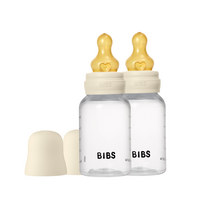Bibs SEILINTUKAI - Kūdikių buteliukai su apvaliais latekso buteliukais, 2 vnt., lėto srauto - Dramblio kaulo spalvos - 150 ml
