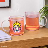 Gertuvė Paladone Super Mario - Princess Peach vaivorykštinis stiklinis puodelis