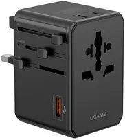 Adapteris USAMS 4-in-1 Univesal kelioninis įkroviklis T72 65W US/AU/EU/UK juodos spalvos