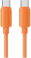 Kabelis USAMS U98 60W 3A Silicone Fast Charging USB-C į USB-C oranžinės spalvos