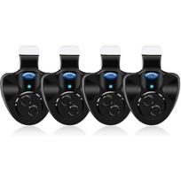 4pcs Black Electronic LED Light Fishing Bite Sound Alarm Bell Clip On Fishing Rod - DD01