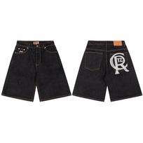 DRIPX Baggy Y2K New Trend Harajuku Hip-Hop Street Pants Gothic Retro Embroidery  American Denim Shorts S juoda