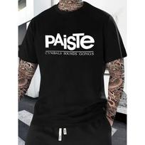 Men'S Music-Themed Cymbals & Gongs Graphic T-Shirt - Bold White Lettering & Drum Print, Loose-Fit Crew Neck Short Sleeve Tee ... S įvairiaspalvis