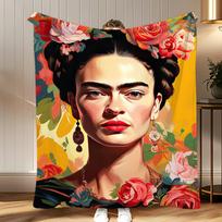 classic artist Frida Kahlo Throw Soft Coral Fleece Blanket 310gsm Fluffy Warm Throw for Sofa Bed Couch Bedroom Decor 75x100cm