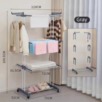 Space Saving Plastic Clothes Drying Rack 4-Tier with Hook Foldable Clothes Airer Large Size Movable Clothing Rack Indoor/Outdoor pilka