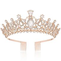 Birthday Party Silver Tiara Crown Wedding Prom Bride Headbands  Women Girls rose gold