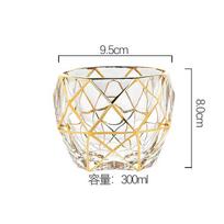 Luxury Whiskey Glass With Golden Line Luxurious Crystal Glasses Painted Brilliant Multi-Purpose Wine Cup Beer Cocktail Tumbler 250-350ml