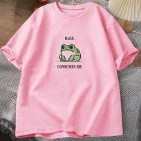 Rage Consumes Me Frog Vintage T Shirt Men Women Tee Nature Lover Silly Frog Retro T-Shirt Mens Clothing Cotton Short Sleeve Top XS rožinė