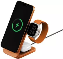 Belaidis įkroviklis Energea MagTrio 2 3-in-1 Qi2 25W foldable oranžinės spalvos