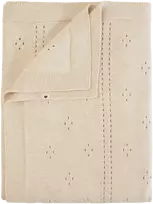 Patalynės komplektas Bibs SEINĖLIUKAI - Megztas pledas su drobiniu užtiesalu - Dramblio kaulo spalvos - 70x100cm