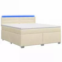 Lova su čiužiniu ir LED apšvietimu Kreminė 140 x 200 cm Audinys