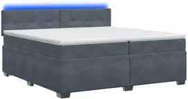 Lova su čiužiniu ir LED apšvietimu Tamsiai pilka 200 x 200 cm
