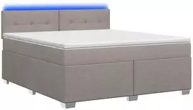 Lova su čiužiniu ir LED apšvietimu Taupe 140 x 200 cm Audinys