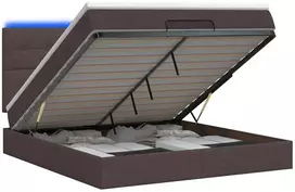 Otmana lova su matracsu ir LED Tamsiai rudas 140 x 190 cm