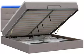Otmana lova su matracsu ir LED Taupe 140 x 190 cm Audinys