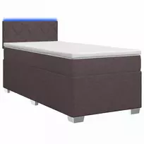 Lova su čiužiniu ir LED apšvietimu Tamsiai rudas 80 x 200 cm