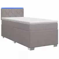 Lova su čiužiniu ir LED apšvietimu Taupe 80 x 200 cm Audinys
