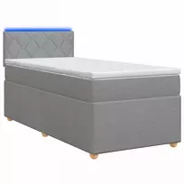 Spyruoklinė lova su čiužiniu Šviesiai pilka 80 x 200 cm Audinys