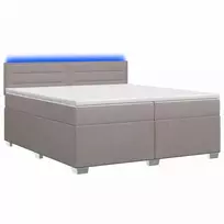 Lova su čiužiniu ir LED apšvietimu Taupe 200 x 200 cm Audinys