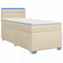 Lova su čiužiniu ir LED apšvietimu Kreminė 100 x 200 cm Audinys