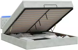 Otmana lova su matracsu ir LED Šviesiai pilka 140 x 190 cm