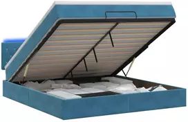 Otmana lova su matracsu ir LED Tamsi mėlyna 140 x 190 cm