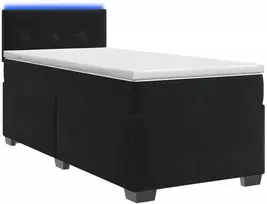 Lova su čiužiniu ir LED apšvietimu Juoda 80 x 200 cm Aksomas