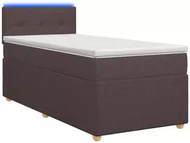Spyruoklinė lova su čiužiniu Tamsiai rudas 90 x 200 cm Audinys