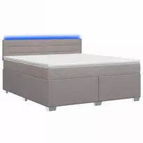 Lova su čiužiniu ir LED apšvietimu Taupe 140 x 190 cm Audinys