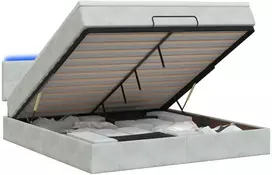 Otmana lova su matracsu ir LED Šviesiai pilka 140 x 200 cm