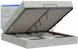 Otmana lova su matracsu ir LED Šviesiai pilka 140 x 190 cm