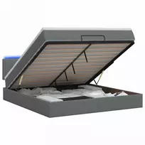 Otmana lova su matracsu ir LED Tamsiai pilka 140 x 190 cm