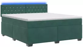 Lova su čiužiniu ir LED apšvietimu Tamsiai žalia 140 x 190 cm