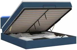 Otmana lova su matracsu ir LED Mėlyna 140 x 190 cm Audinys