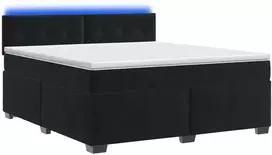 Lova su čiužiniu ir LED apšvietimu Juoda 140 x 190 cm Aksomas