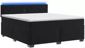 Lova su čiužiniu ir LED apšvietimu Juoda 140 x 190 cm Aksomas
