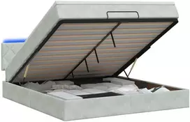 Otmana lova su matracsu ir LED Šviesiai pilka 140 x 200 cm