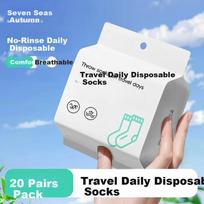 Qihaiqiu Disposable Socks Unisex Daily Use No-Wash Travel Business Portable Sweat-Absorbent Breathable Mid-Calf White 20 Pairs Pack