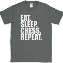 Eat Sleep Chess Repeat T-Shirt Funny Player Strategy Humor Gift Text Tee 3 XL